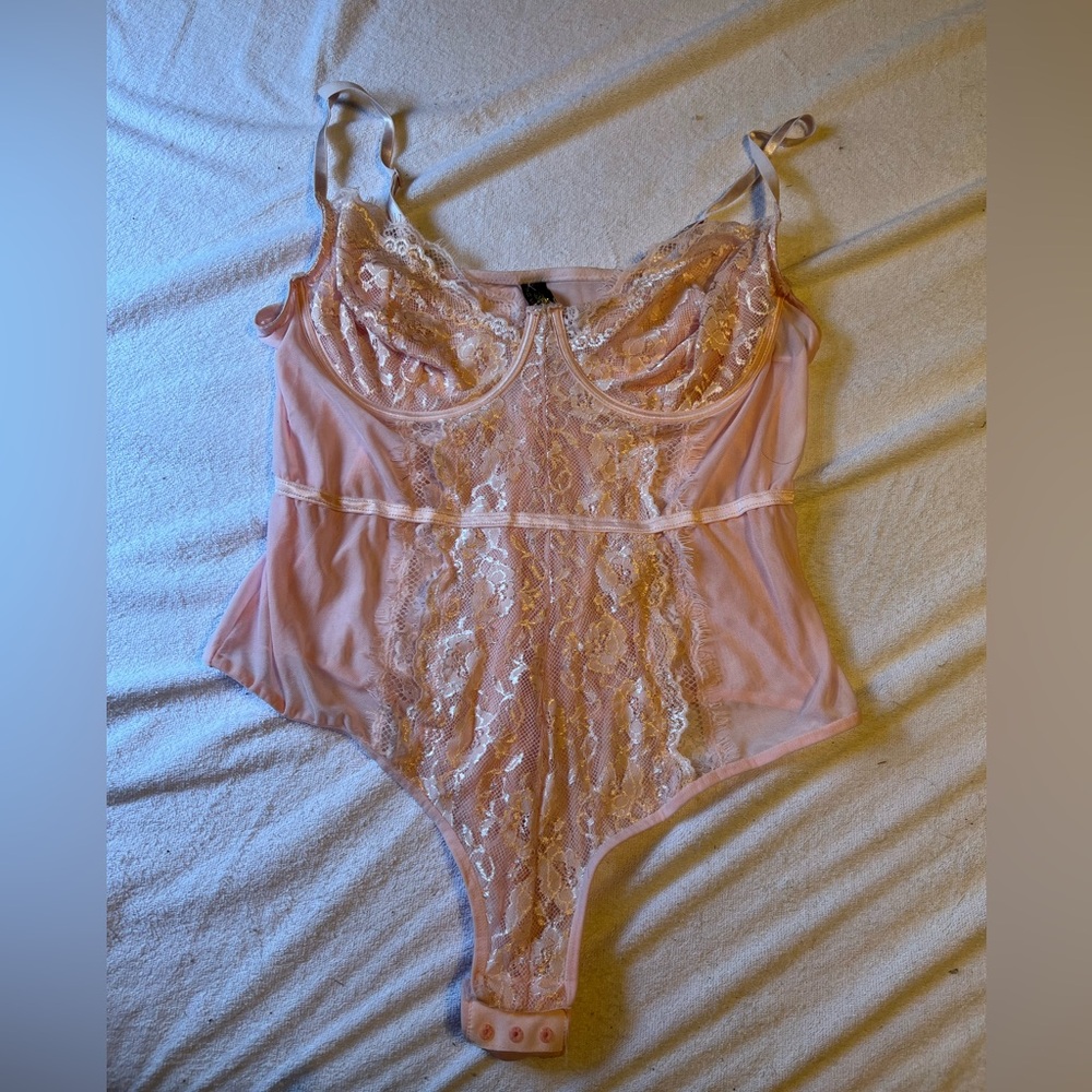 Pastel pink lace bodysuit